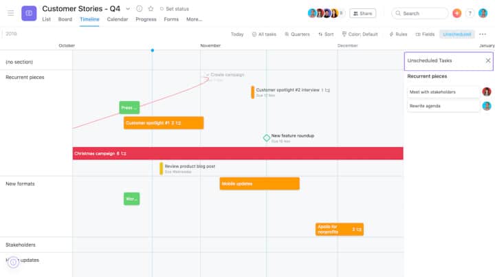Asana - Gantt timelines