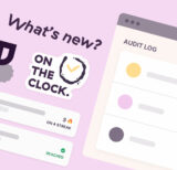 Snippet of Toggl Track Goals feature and Audit log, with the Into the Clock newsletter logo