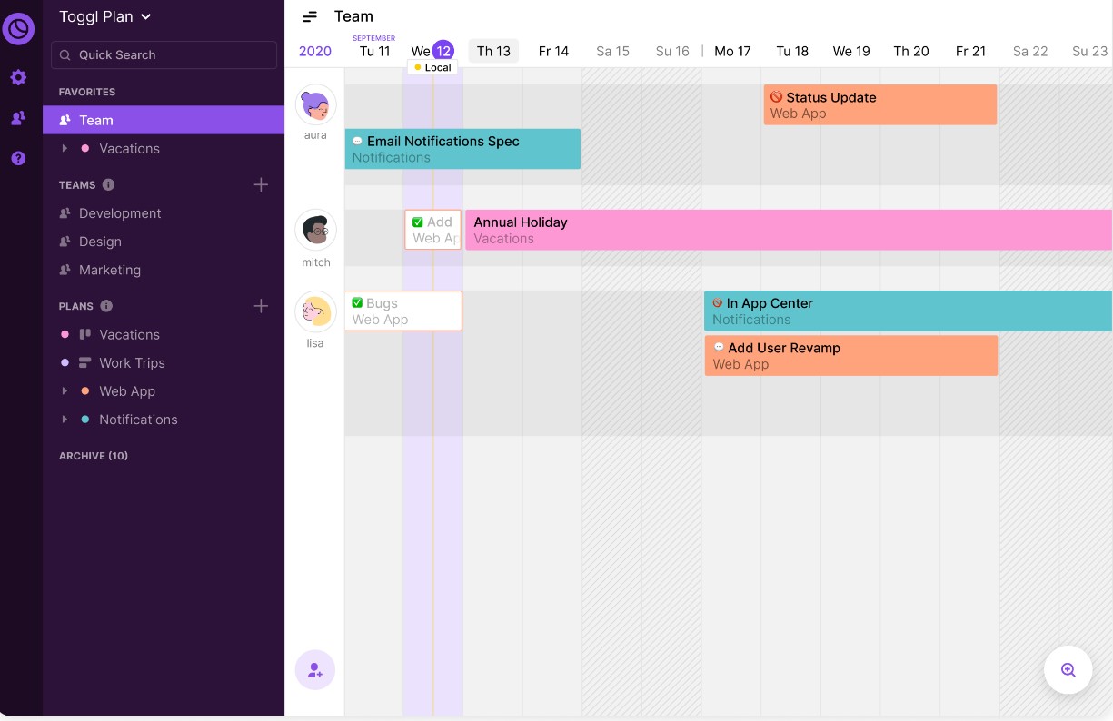 Toggl Plan screenshot.