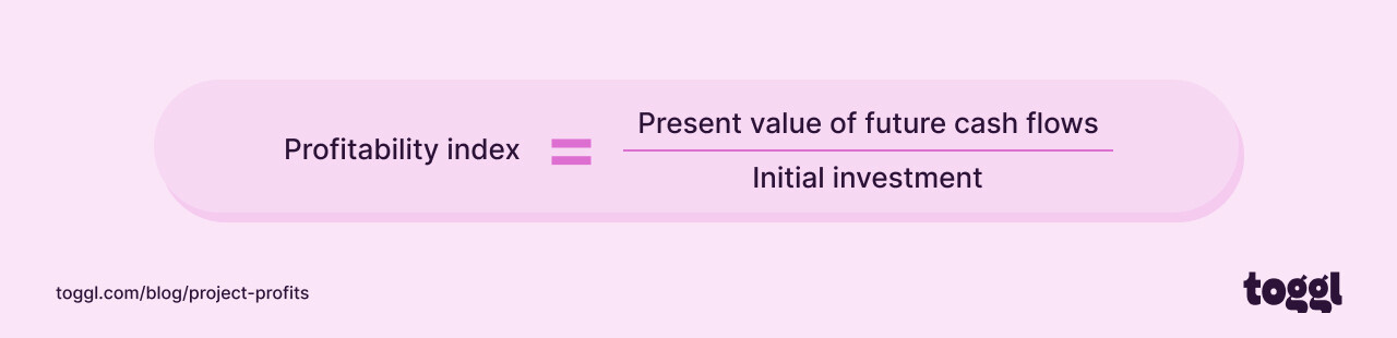 Profitability index formula.