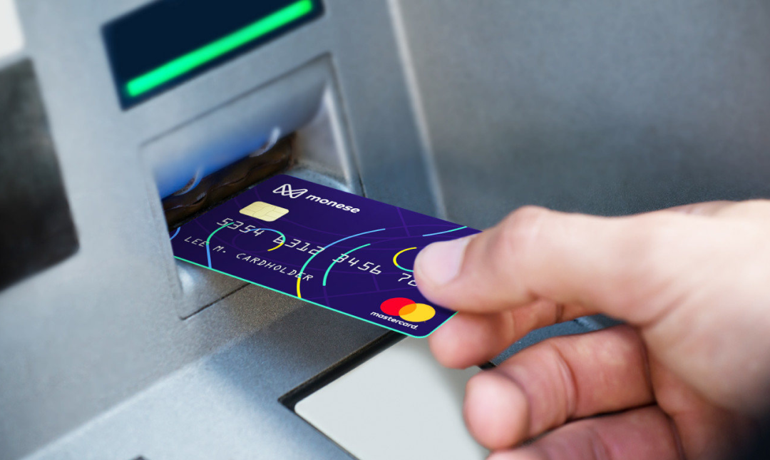 Monese card in the cash machine
