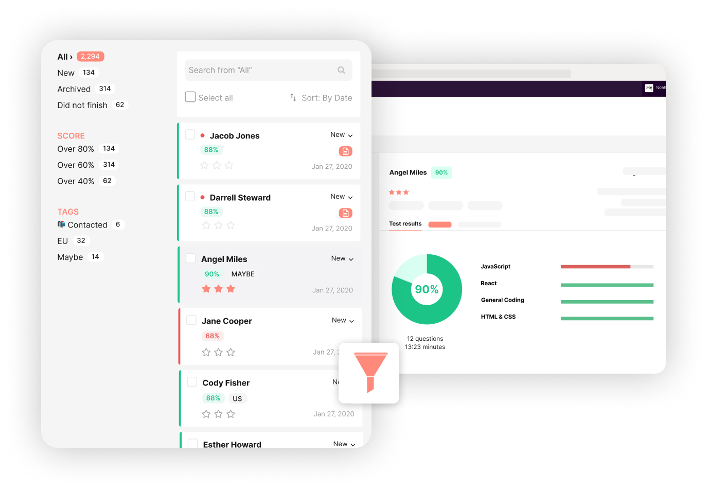 Toggl Hire candidate pipeline view