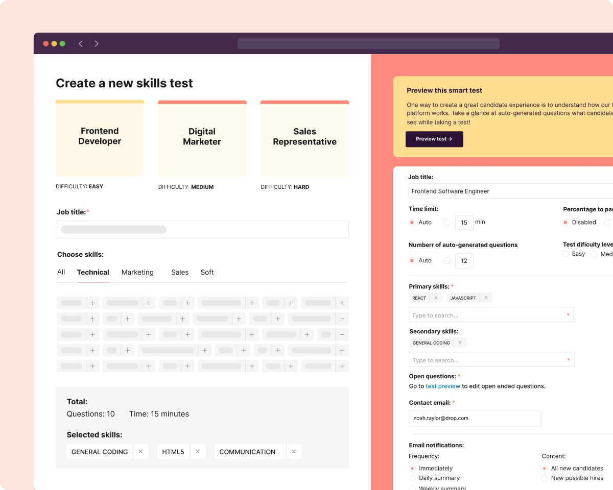 smart test creation process