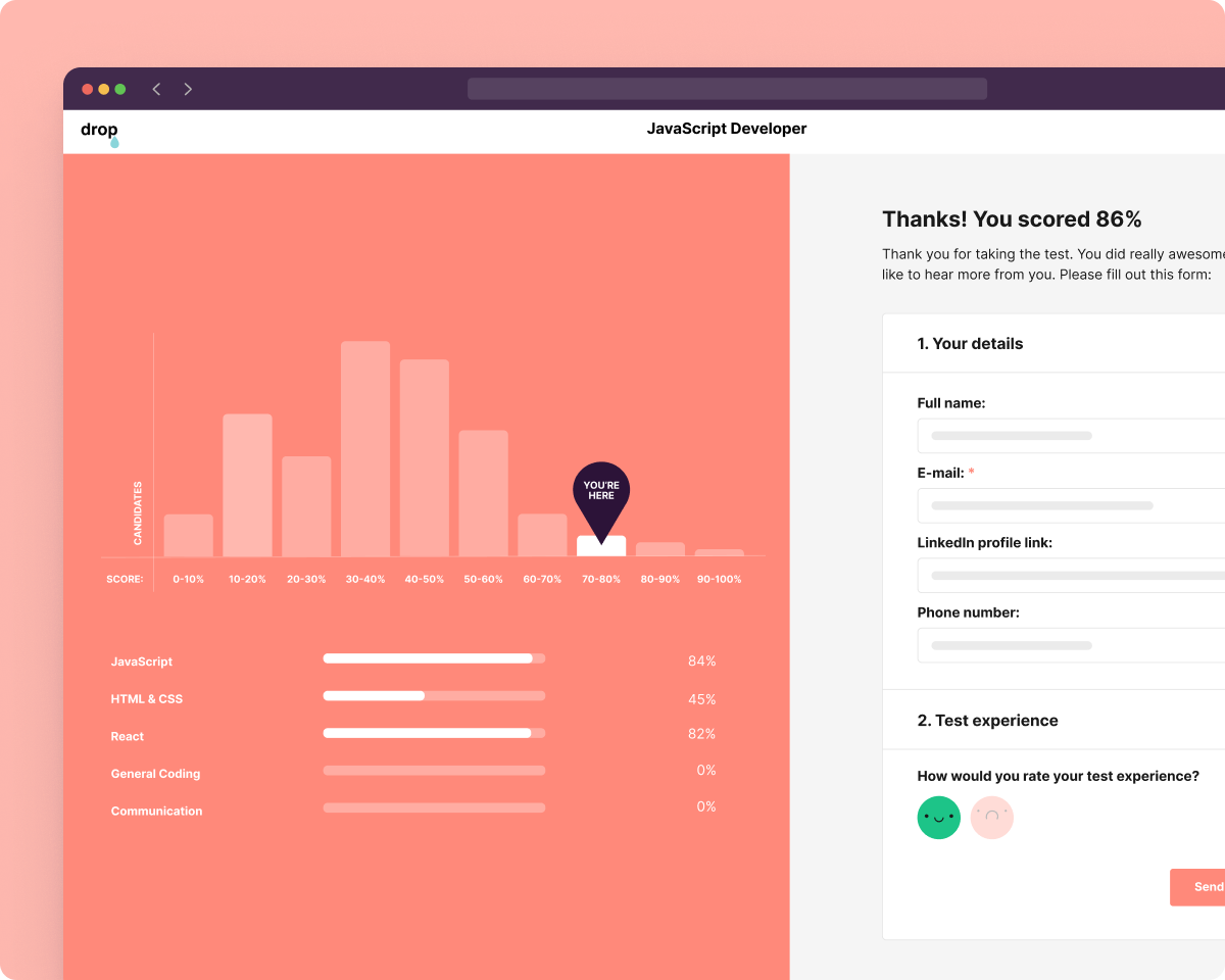 skills test results as instant feedback
