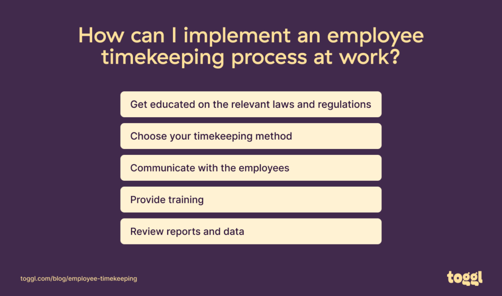 How to implement employee timekeeping at work