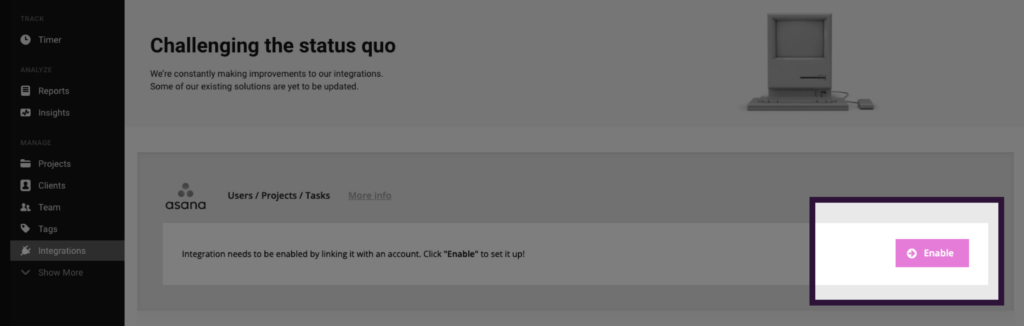 How to enable Asana integration in Toggl Track